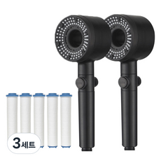 윈프라이스 다이나믹 5단 필터 샤워기 2p + 전용필터 5p 세트, 3세트, 블랙(샤워기), 화이트(필터)