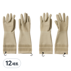 JAJU 자주 쓰는 고무장갑 36cm, 라이트베이지, FREE(one size), 12개