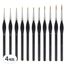 Modian 多用途美術筆刷 線條細毛筆 11件組 黑色, 4套, 17.5~19.4cm