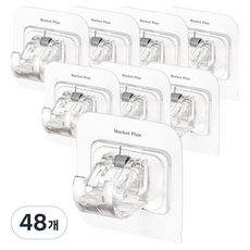Market Plan 萬用黏貼式貼紙伸縮桿掛鉤支架 6 x 6 cm, 48個, 透明