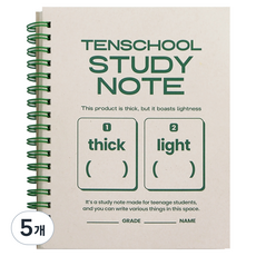 인디고 텐스쿨 가볍고 두꺼운 연습장 150매, 그린, 5개