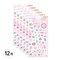 Petit Vintage flower 貼紙, da5360, 12個