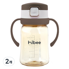 hibee 幼兒用Eightvent按壓式PPSU吸管杯, 2個, 可可棕(基本款), 170ml