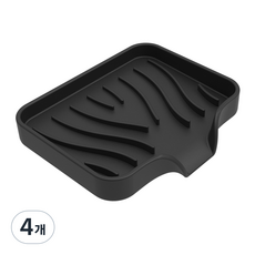 Merry Guild 矽膠瀝水皂盒架, 黑色, 4個