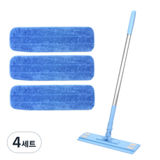 aclean 中型天空藍平板拖把 + 3片替換布, 4套
