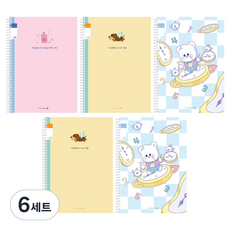 morning glory Chaeum筆記本 國小3-6年級 線圈無標題 23行 3款 + 隨機出貨 2入組, B, 6套