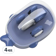 블루마켓 유아용 고래케이스 손톱깎이 세트, 블루, 4세트