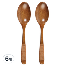 Cozy Table 天然深色木質甜點優格迷你湯匙 18.5cm, 6個, 蛋形