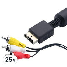 컴스 게임기 AV 케이블 PS II 1.7m 3RCA, ND491, 25개