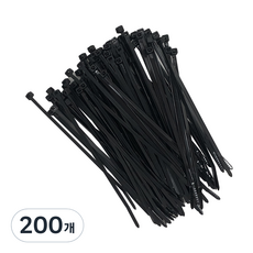 코멧 홈 고강도 PA66 케이블타이 중 0.4x15cm, 블랙, 200개
