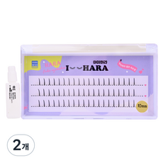 IHara 水貂毛C型捲翹睫毛 10mm, 黑色, 2個