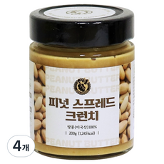 너츠브라더 100% 땅콩버터 피넛 스프레드 크런치, 4개, 200g