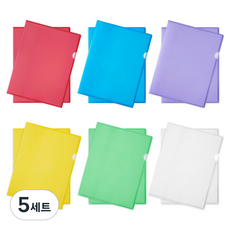 모던앳 컬러 투명 L자 파일 A4 6종 x 2p 세트, 혼합색상, 5세트
