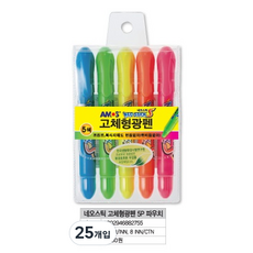AMOS 阿摩司 NEOSTICK 固體螢光筆, 混色, 25入