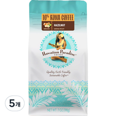 하와이안 파라다이스 코나 헤이즐넛 분쇄 커피 10%, 198g, 5개, 핸드드립(중간)