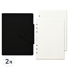 모모디 모먼트 프리미엄 데일리 7mm 라인 6공 다이어리, 블랙, 2개