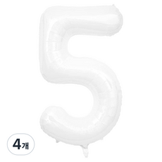 파티짱 숫자 5 파티 풍선 중, 화이트, 4개