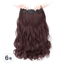 vvgabal 接髮局部波浪髮片假髮 60cm, 巧克力棕, 6個