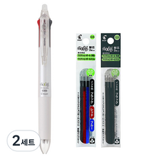 프릭션 슬림 볼펜 0.5mm + 리필심 3p x 2종 세트, 펄화이트(볼펜), 블랙, 혼합(리필심), 2세트