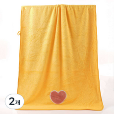 Woni家 愛心微笑浴巾, 2個, 黃色