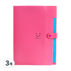 스마일리 아코디언파일 5칸 A4, 진핑크, 3개
