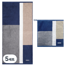 송월타올 컬러에이드 세면수건 180g 30수 코마사 + 고리수건 55g 30수 코마사 세트, 블루, 5세트