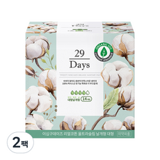 29 Days 超薄型蝶翼衛生棉, 14入, 2包, 大型