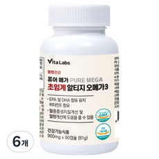 VitaLabs 혈행건강 퓨어메가 초임계 알티지 오메가3 81g, 6개