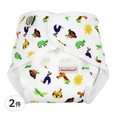 ImseVimse 有機棉All-in-One尿布褲 Quick Change, 動物園 白色, 2件, P(2.5~5 kg)