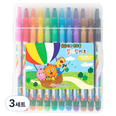 BOSUNG IND 小熊與朋友們著色套組 12色色鉛筆 + 12色簽字筆組, 3套