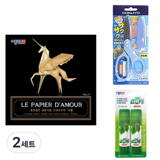 Jonginara 15000 牛皮紙 Damul 50cm + Nara 膠水 15g x 2入 + KOKUYO SAXA 附蓋安全剪刀 藍色, 2套, 10色