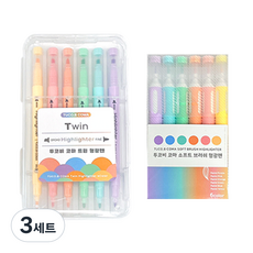 TUCO.B Koma Mild雙頭螢光筆 6種+Coma Soft刷頭螢光筆 6種組, 混色, 3組