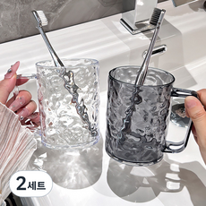 PEONIST 浴室裝飾牙刷架漱口杯2件組, 2套, 白色, 灰色