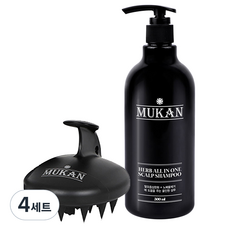 무칸 허브 올인원 두피 샴푸 500ml + 두피 케어 샴푸 브러쉬, 4세트