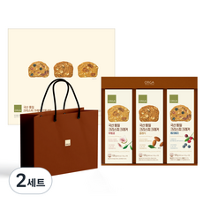 ORGA 韓國產全麥酥脆餅乾3種禮盒組 + 提袋, 綜合莓果 120g + 經典 120g + 無花果 120g, 2套