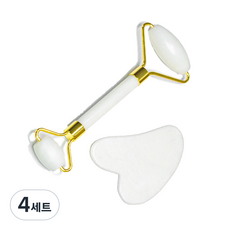 후아즘 옥미 브이라인 페이스롤러 + 괄사 세트, 4세트, 화이트