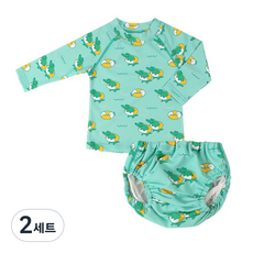 Babyan 孩童泳衣+褲型游泳尿布褲套組 泳圈鱷魚款, 大型L, 2套
