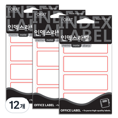 쁘띠팬시 인덱스라벨 일반 견출지 20-201R 18p, 빨강, 18개입, 12개