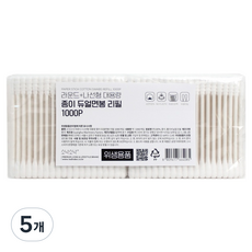 소낙소낙 라운드 나선형 대용량 종이 듀얼면봉 리필, 5개, 1000개입