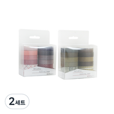 Kate Garden 彩色裝飾膠帶 2種*10色, 粉色、卡其色, 2組