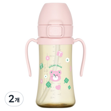 GROSMIMI 幼兒用Noted PPSU糖熊免手洗吸管杯 第1階段 200ml, 草莓, 2個, 300ml