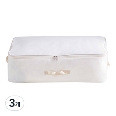 파라다이소 옥스포드 천 패브릭 이불 수납함, 크림, 3개