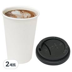 워너비커피 테이크아웃 종이컵 360ml 컵 + 뚜껑 세트, 50개, 2세트