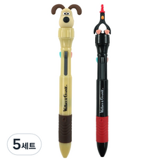 핑크풋 W & G 피규어 4색 회전펜 2종 세트 0.5mm, 그로밋 + 맥그로우, 5세트