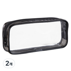 ICores pvc透明筆袋, 黑色, 2個