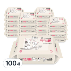 펫케어 휴대용 물티슈, 20개입, 100개
