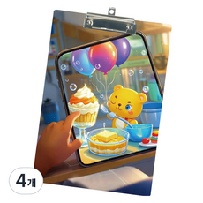 머니풀 드로잉 베어 학생 클립보드 A4, 5번 케이크, 4개