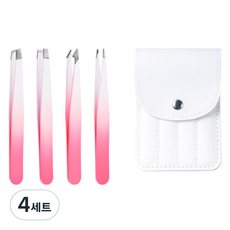 Homebro 漸層鑷子 拔毛夾 4件組, 深粉紅色, 4套