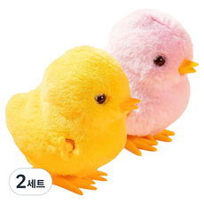 韓國 KANGAROO 柔軟觸感迷你舒壓可愛跳跳小雞玩具 粉紅色 + 黃色 9公分套組, 2套