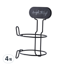 더홈스 레터링 철제 드라이기 거치대, 블랙, 4개